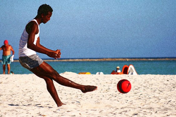 French guiana football on the beach